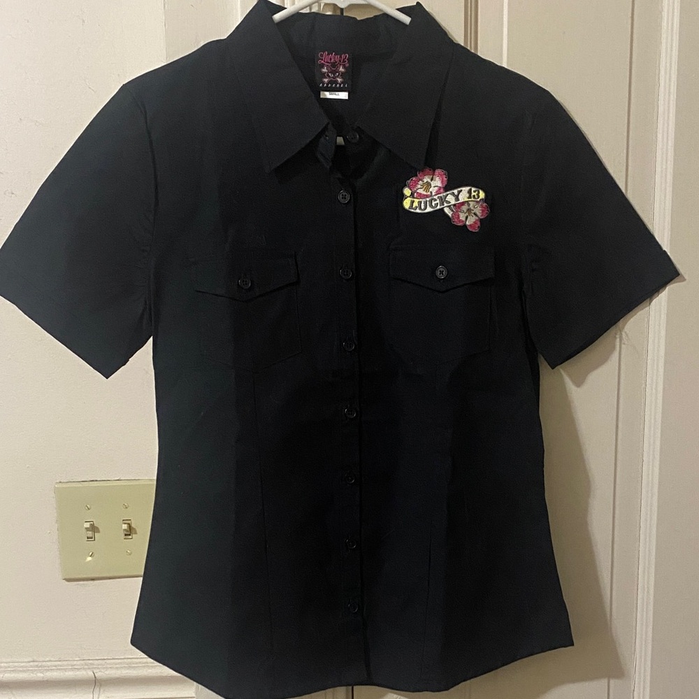 NWOT Lucky 13 Black Button Down Work Shirt